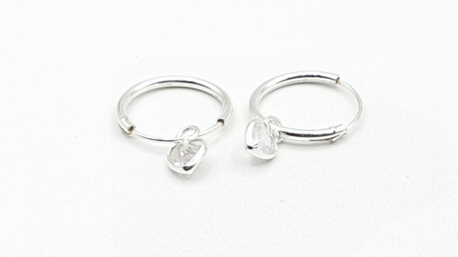 AROS PLATA CORAZON CON PIEDRA+++