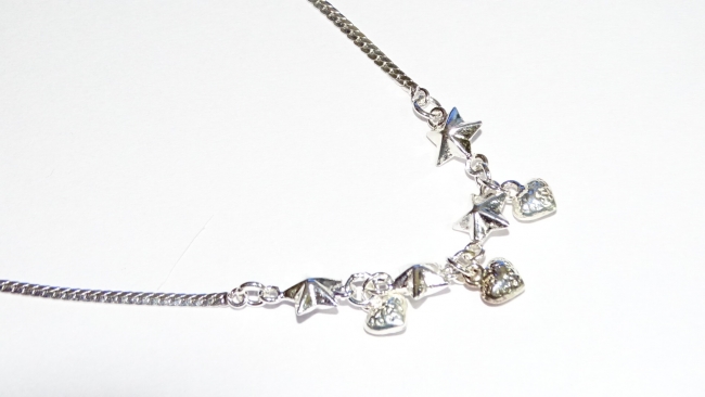 GARGANTILLA PLATA CORAZONES Y ESTRELLAS 45CM +++