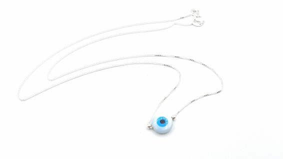 CADENA PLATA CON OJITO REDONDO 10MM 45 CM/