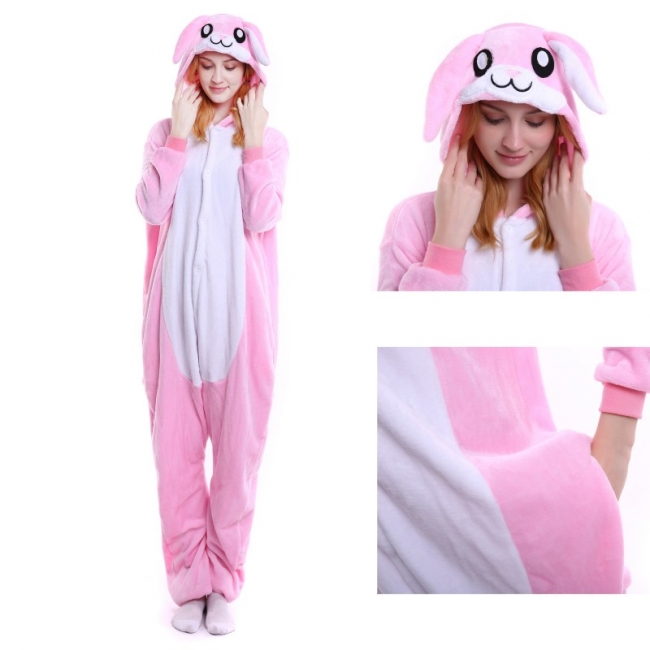 PIJAMA KIGURUMI CONEJO ROSA ADULTO