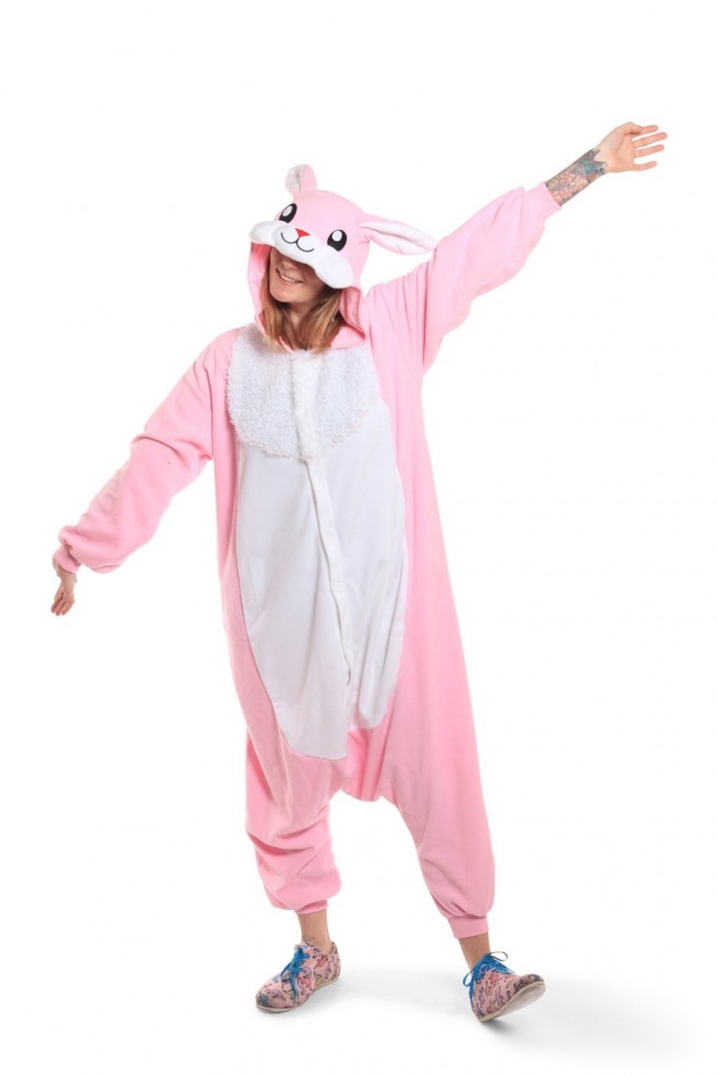 PIJAMA KIGURUMI CONEJO ROSA ADULTO