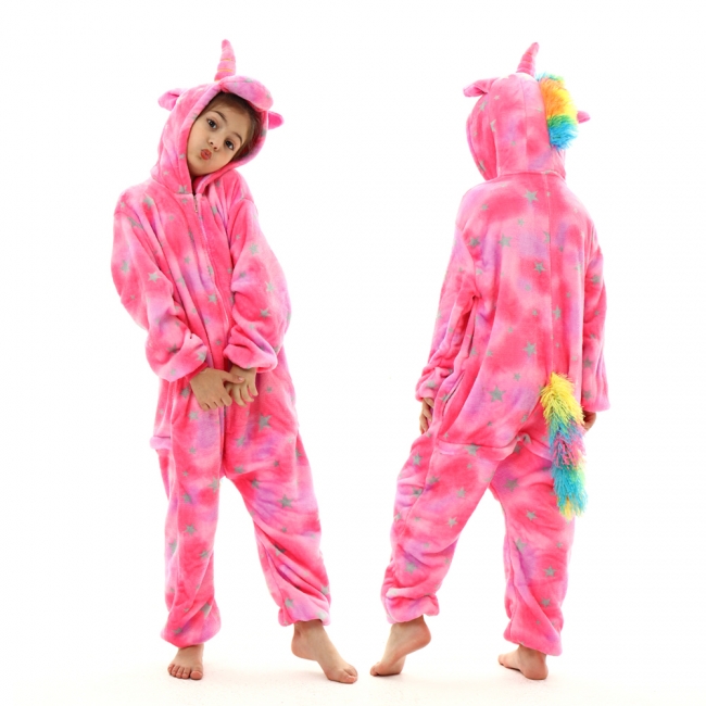 PIJAMA KIGURUMI UNICORNIO ESTRELLAS FUCSIA ADULTO