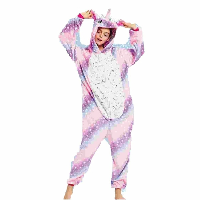 PIJAMA KIGURUMI UNICORNIO ROSA Y LILA CCON ESTRELLITAS PANZA ADULTO +(SOLO TALLE S)