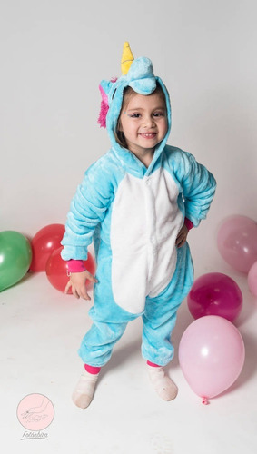 PIJAMA KIGURUMI UNICORNIO CELESTE INFANTIL