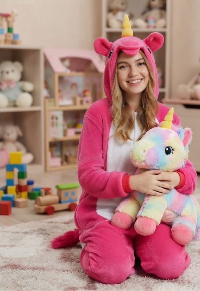 PIJAMA KIGURUMI UNICORNIO FUCSIA ADULTO