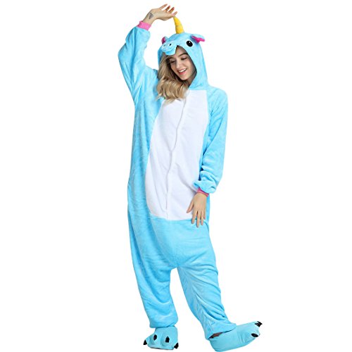 PIJAMA KIGURUMI UNICORNIO CELESTE ADULTO