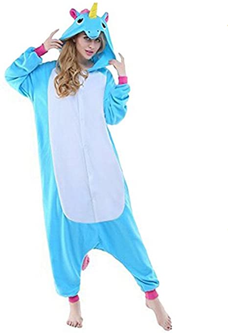 PIJAMA KIGURUMI UNICORNIO CELESTE ADULTO