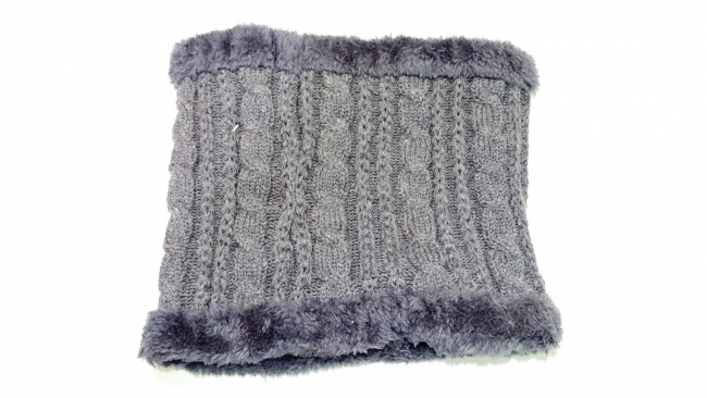 CUELLO TEJIDO CON PELUCHE HOT HAT GRIS++++