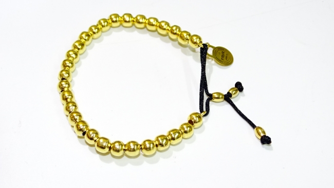 PULSERA ACERO DORADO BOLITAS REGULABLE-