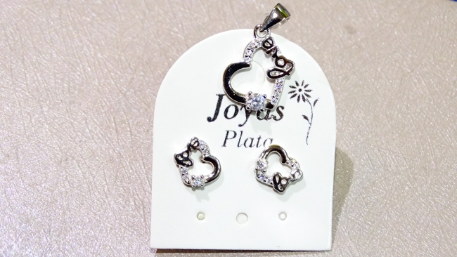 SET DIJE Y AROS PLATA CON MICROPAVE LOVE -