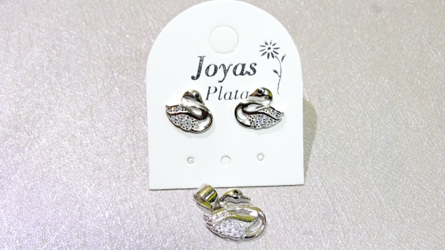 SET AROS Y DIJE PLATA CISNE -