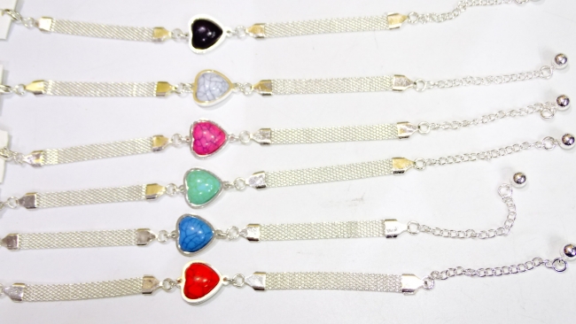 PULSERA ACERO BLANCO CORAZONES VARIOS COLORES +++