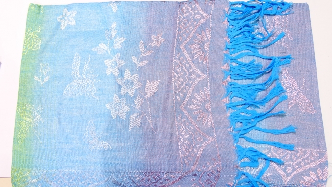 PASHMINA CELESTE MARIPOSAS JACQUARD