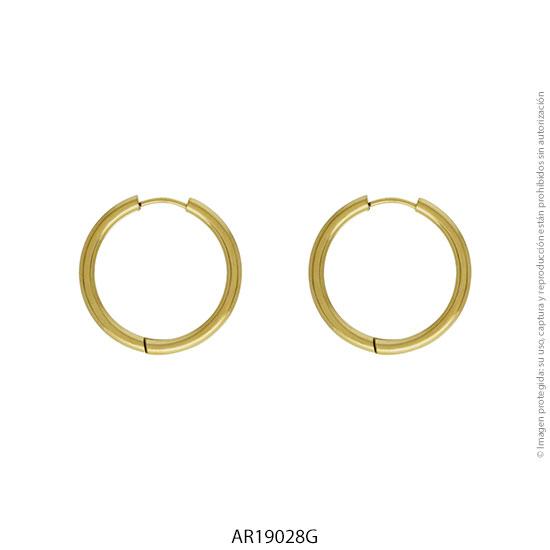 PAR DE AROS ACERO DORAD0 2,5 CM