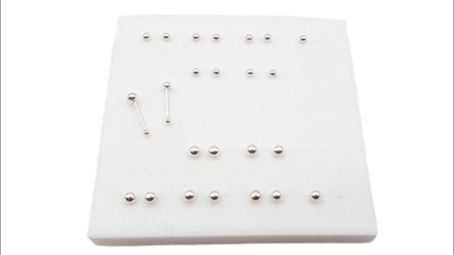BLISTER DE AROS PIERCING BOLITAS PLATA /