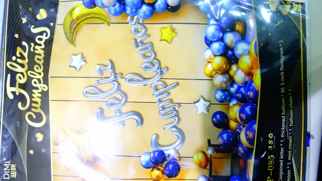 SET GLOBOS ESTRELLA Y LUNA CON ARCO DORADO AZUL Y CELESTE ++++/