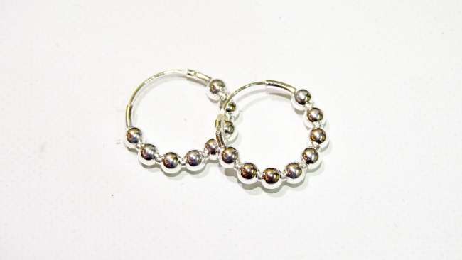 AROS PLATA  CON BOLITAS  14 MM++++//+