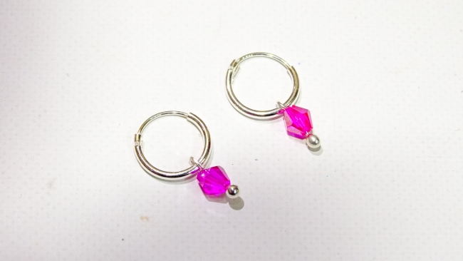 AROS PLATA CON CRISTAL 10MM VARIOS COLORES -