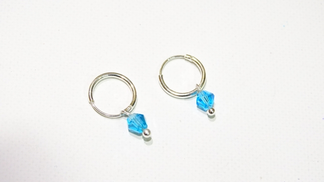 AROS PLATA CON CRISTAL 10MM VARIOS COLORES -