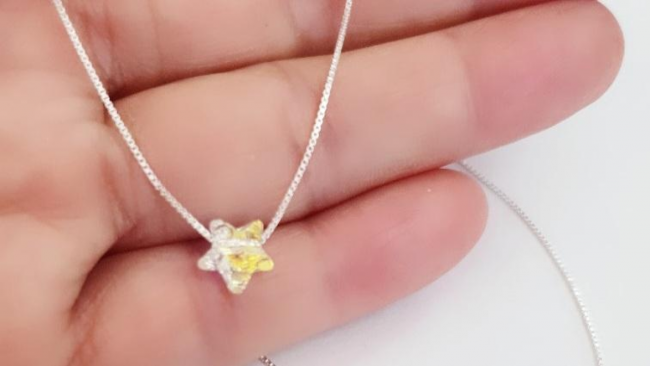 CADENA PLATA 45 CM ESTRELLA CUBIC 8MM //