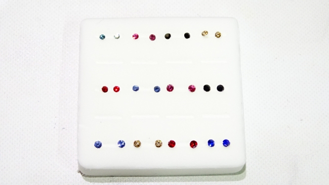 AROS PLATA PIERCING NARIZ  STRASS COLOR PEGADO +