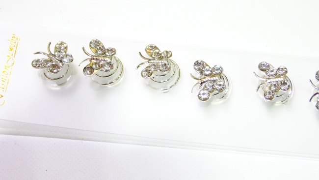 RESORTES MARIPOSA CON STRASS X 12++++/