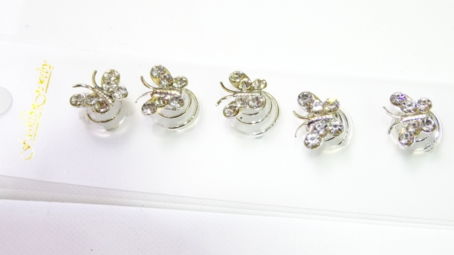 RESORTES MARIPOSA CON STRASS X 12++++/