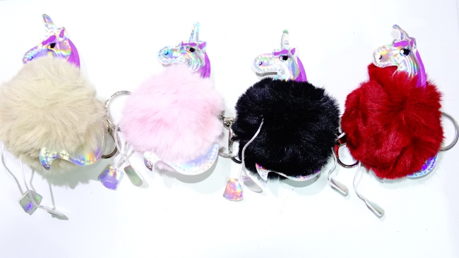 LLAVERO POMPON UNICORNIO VARIOS COLORES