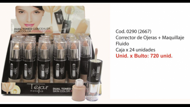 CORRECTOR DE OJERAS Y MAQUILLAJE FLUIDO TEJAR +