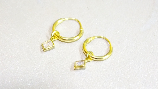 AROS PLATA DORADO ZIRCONIO CUADRADO 10 MM++++/