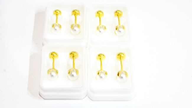 AROS ABRIDORES PERLA 5MM ACERO DORADO X 4 PARES +