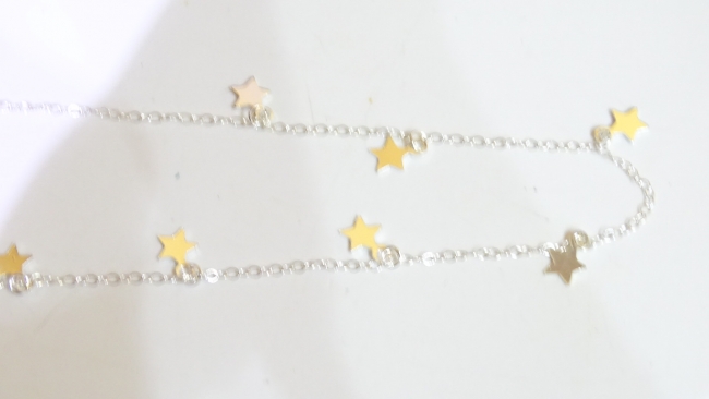 CADENA PLATA 45 CM ESTRELLAS ++++/