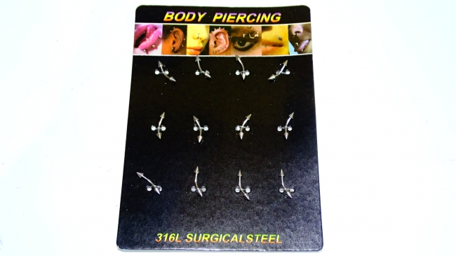 AROS PIERCING ACERO CEJA CON PUNTAS X 12 ++++/