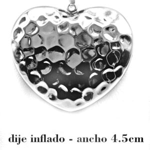 DIJE ACERO CORAZON ABOLLADO  4,5 CM ++++#