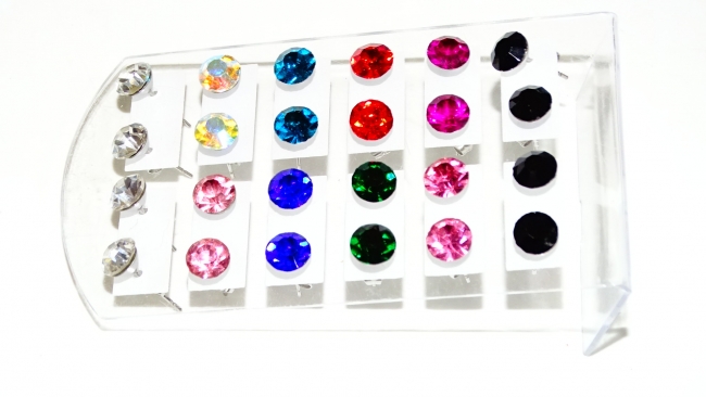 BLISTER AROS ACERO STRASS COLOR X 12 +++