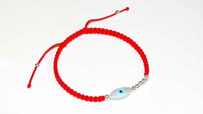 PULSERA MACRAME HILO CON PLATA OJITO ++++