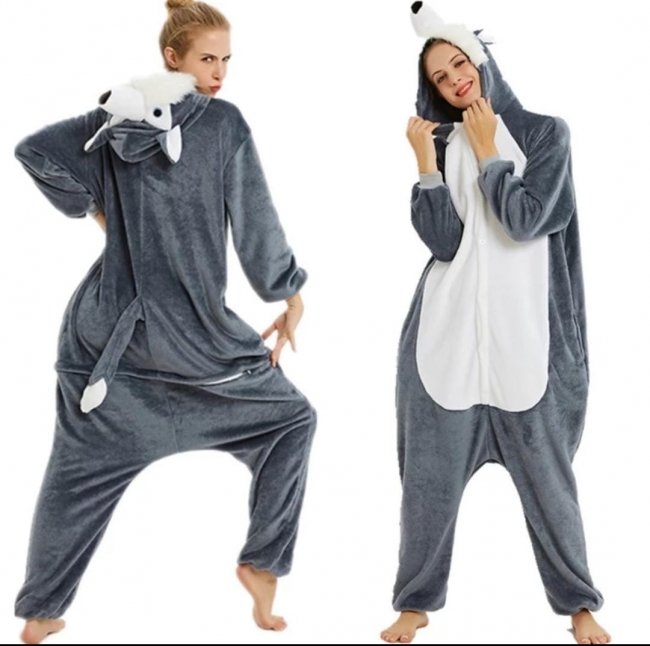 PIJAMA KIGURUMI HUSKY ADULTO VARIOS TALLES