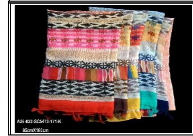 PASHMINA ESTAMPADA CON FLECOS 85 X 180 CM +