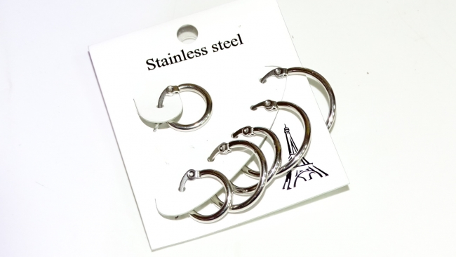 SET ARGOLLAS ACERO X 3 PARES +++