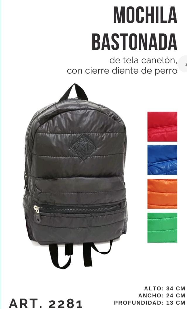 MOCHILA BASTONADA PUFFER VARIOS COLORES+