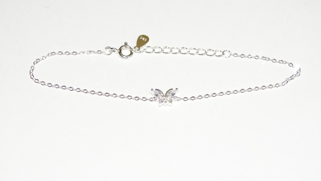 PULSERA PLATA CON CUBIC MARIPOSA+++