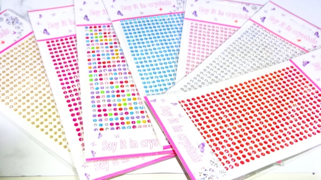 STICKERS STRASS SAY IT CRYSTALS VARIOS COLORES ++++/