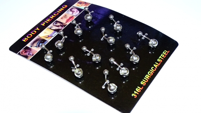 AROS ACERO PIERCING OMBLIGO CON STRASS X 12++++/