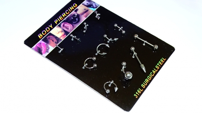 BLISTER PIERCING ACERO SURTIDOS X 12 UNIDADES ++++/