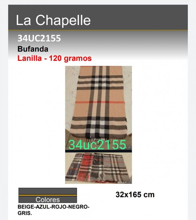 BUFANDA LANILLA 120 GRAMOS LA CHAPELLE+