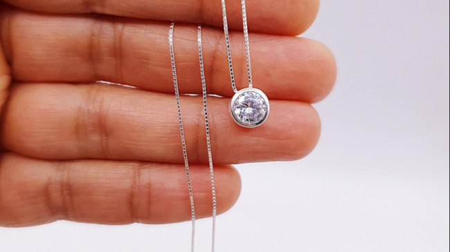 CADENA PLATA 50 CM CON CUBIC  REDONDO 8MM ++++/