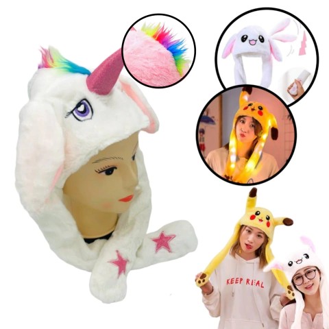 GORRO LED OREJAS MOVIBLES UNICORNIO BLANCO++++