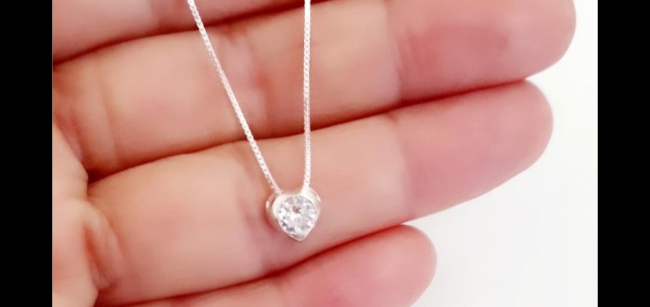 CADENA PLATA 40 CM CON DIJE CUBIC CORAZON 8MM++++