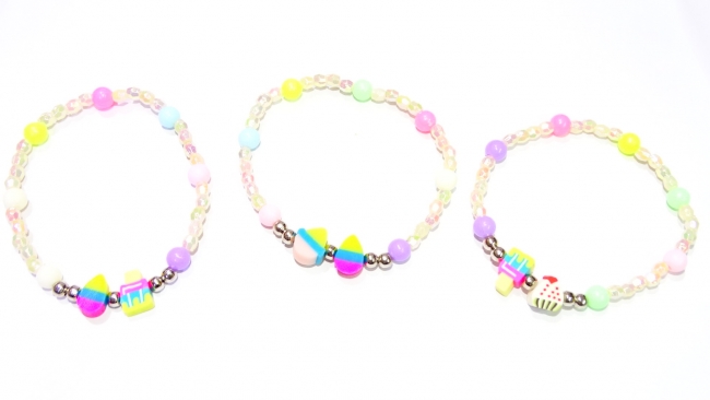 PULSERA INFANTIL  MOSTACILLAS CON FIMO HELADOS++++