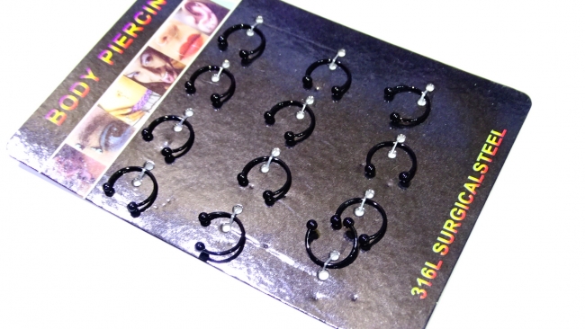 AROS PIERCING ACERO SEPTUM NEGRO X 12++++/